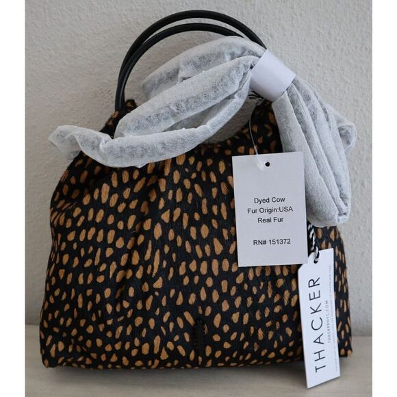 Thacker H0361CBD Carmel Spotted Dyed Cow Fur Leather Kara Crossbody Purse - Picture 1 of 15